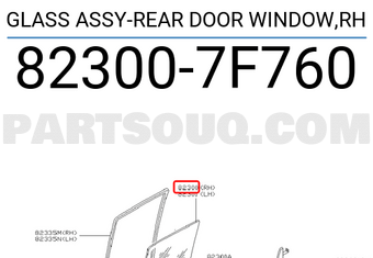 Nissan 823007F760 GLASS ASSY-REAR DOOR WINDOW,RH