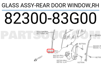 Nissan 8230083G00 GLASS ASSY-REAR DOOR WINDOW,RH