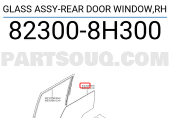 Nissan 823008H300 GLASS ASSY-REAR DOOR WINDOW,RH