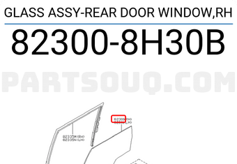 Nissan 823008H30B GLASS ASSY-REAR DOOR WINDOW,RH