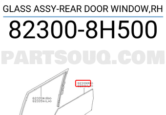 Nissan 823008H500 GLASS ASSY-REAR DOOR WINDOW,RH