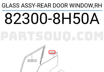 Nissan 823008H50A GLASS ASSY-REAR DOOR WINDOW,RH