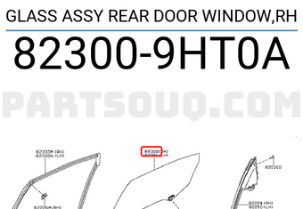 Nissan 823009HT0A GLASS ASSY REAR DOOR WINDOW,RH