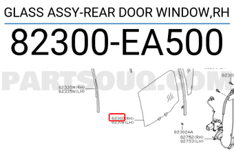 Nissan 82300EA500 GLASS ASSY-REAR DOOR WINDOW,RH