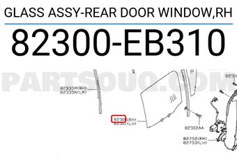 Nissan 82300EB310 GLASS ASSY-REAR DOOR WINDOW,RH