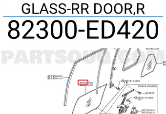 Nissan 82300ED420 GLASS-RR DOOR,R