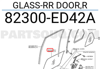 Nissan 82300ED42A GLASS-RR DOOR,R