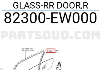 Nissan 82300EW000 GLASS-RR DOOR,R