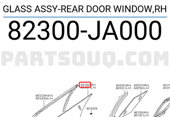 Nissan 82300JA000 GLASS ASSY-REAR DOOR WINDOW,RH