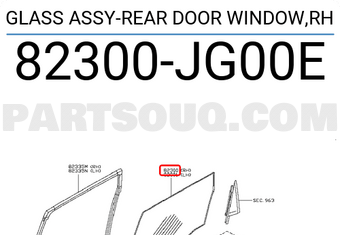 Nissan 82300JG00E GLASS ASSY-REAR DOOR WINDOW,RH
