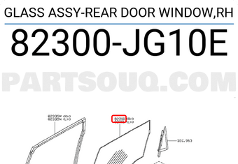 Nissan 82300JG10E GLASS ASSY-REAR DOOR WINDOW,RH