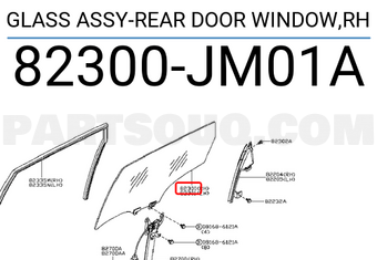 Nissan 82300JM01A GLASS ASSY-REAR DOOR WINDOW,RH