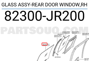 Nissan 82300JR200 GLASS ASSY-REAR DOOR WINDOW,RH