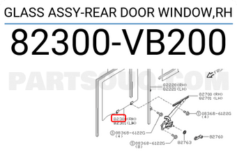 Nissan 82300VB200 GLASS ASSY-REAR DOOR WINDOW,RH