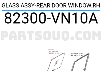 Nissan 82300VN10A GLASS ASSY-REAR DOOR WINDOW,RH