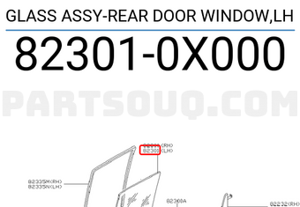 Nissan 823010X000 GLASS ASSY-REAR DOOR WINDOW,LH