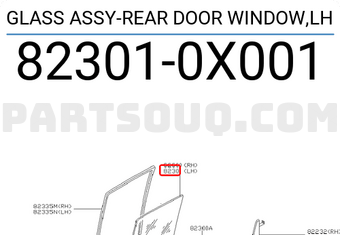 Nissan 823010X001 GLASS ASSY-REAR DOOR WINDOW,LH