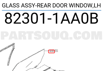 Nissan 823011AA0B GLASS ASSY-REAR DOOR WINDOW,LH