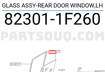 Nissan 823011F260 GLASS ASSY-REAR DOOR WINDOW,LH
