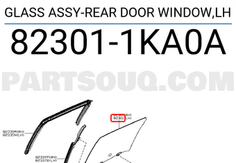 Nissan 823011KA0A GLASS ASSY-REAR DOOR WINDOW,LH