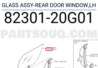 Nissan 8230120G01 GLASS ASSY-REAR DOOR WINDOW,LH