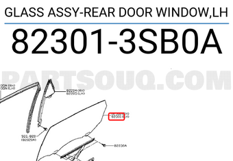 Nissan 823013SB0A GLASS ASSY-REAR DOOR WINDOW,LH