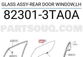 Nissan 823013TA0A GLASS ASSY-REAR DOOR WINDOW,LH