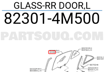 Nissan 823014M500 GLASS-RR DOOR,L