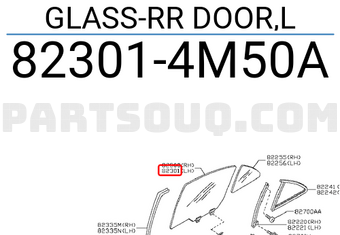 Nissan 823014M50A GLASS-RR DOOR,L