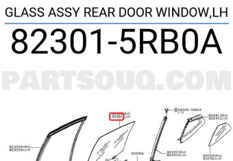 Nissan 823015RB0A GLASS ASSY REAR DOOR WINDOW,LH