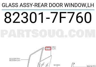 Nissan 823017F760 GLASS ASSY-REAR DOOR WINDOW,LH