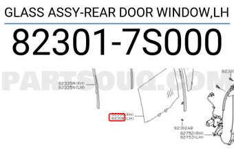 Nissan 823017S000 GLASS ASSY-REAR DOOR WINDOW,LH