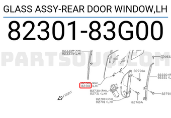 Nissan 8230183G00 GLASS ASSY-REAR DOOR WINDOW,LH