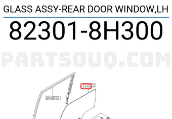 Nissan 823018H300 GLASS ASSY-REAR DOOR WINDOW,LH