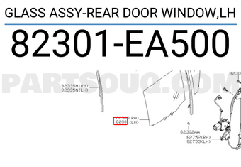 Nissan 82301EA500 GLASS ASSY-REAR DOOR WINDOW,LH