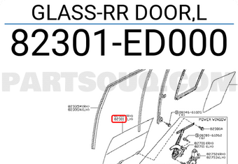 Nissan 82301ED000 GLASS-RR DOOR,L