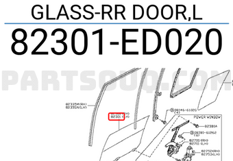 Nissan 82301ED020 GLASS-RR DOOR,L