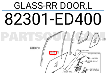 Nissan 82301ED400 GLASS-RR DOOR,L
