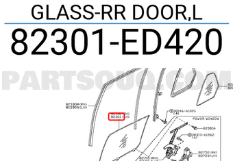 Nissan 82301ED420 GLASS-RR DOOR,L