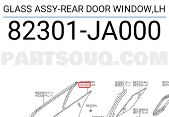 Nissan 82301JA000 GLASS ASSY-REAR DOOR WINDOW,LH