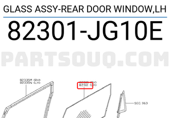 Nissan 82301JG10E GLASS ASSY-REAR DOOR WINDOW,LH
