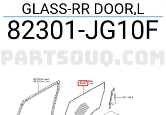 Nissan 82301JG10F GLASS-RR DOOR,L