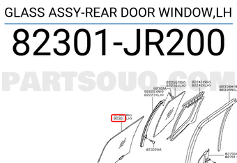 Nissan 82301JR200 GLASS ASSY-REAR DOOR WINDOW,LH