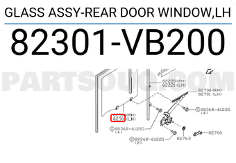 Nissan 82301VB200 GLASS ASSY-REAR DOOR WINDOW,LH
