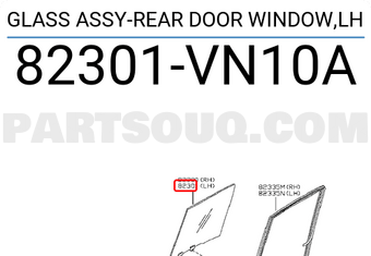 Nissan 82301VN10A GLASS ASSY-REAR DOOR WINDOW,LH