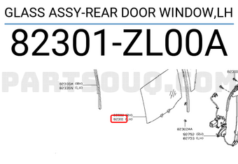Nissan 82301ZL00A GLASS ASSY-REAR DOOR WINDOW,LH