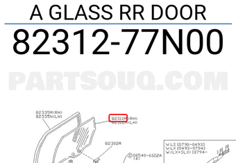 Nissan 8231277N00 A GLASS RR DOOR