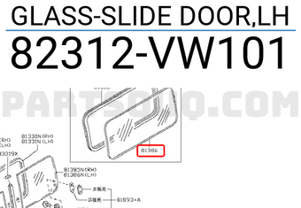 Nissan 82312VW101 GLASS-SLIDE DOOR,LH