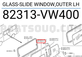 Nissan 82313VW400 GLASS-SLIDE WINDOW,OUTER LH