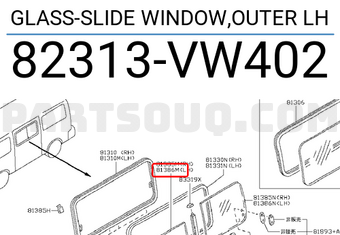 Nissan 82313VW402 GLASS-SLIDE WINDOW,OUTER LH